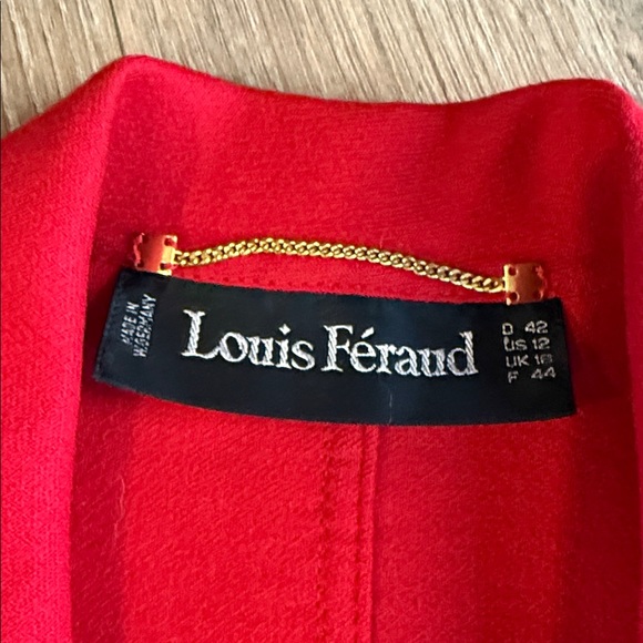 VINTAGE WOOL LOUIS FERAUD RED LONG TRENCH STYLE COAT SIZE 6 HOLIDAY READY - Picture 4 of 4